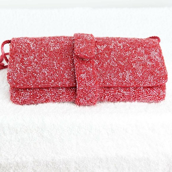 Preston & York Handbags - Preston & York Womens Crossbody Bag Red Glass Beaded Sling S